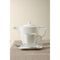 Restaurant and hotel used white fine porcelain square tea set